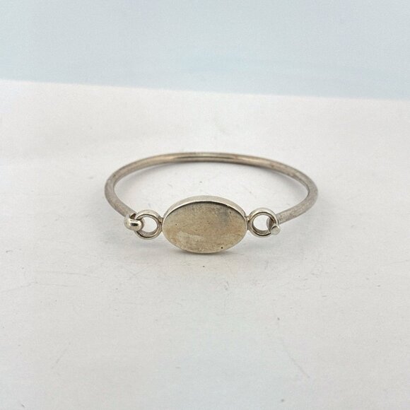 Estate Sterling Silver 925 Monogram able Oval Bangle Bracelet 6” 16.6g - Picture 1 of 8